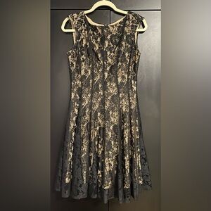 Black Lace with nude color lining cocktail dress